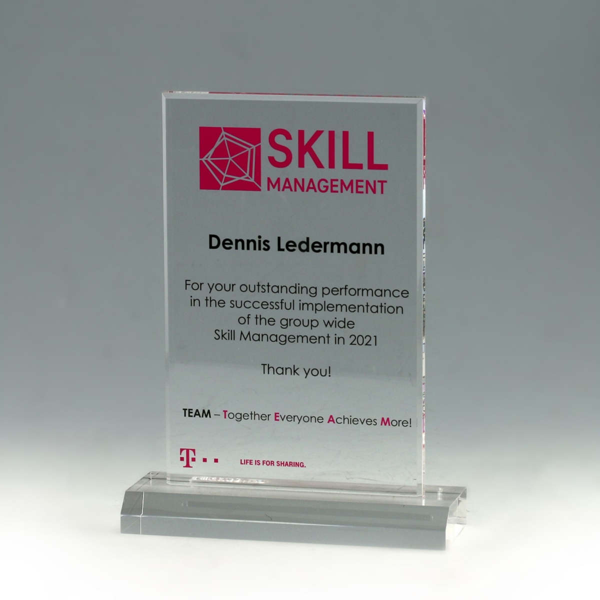 Telekom Skill Management - Acrylaward mit UV-Druck