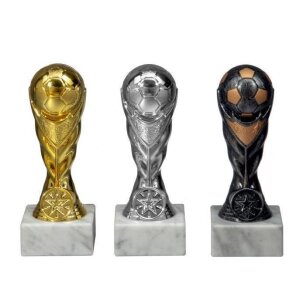 Fußball Figur Kids gold WM Preis Pokal Trophäe mit echter Gravur 15 cm 