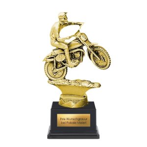 Pokal Motorrad Metallfigur gold | silber
