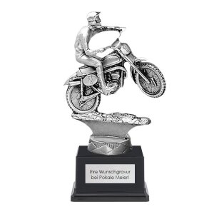 Pokal Motorrad Metallfigur gold | silber