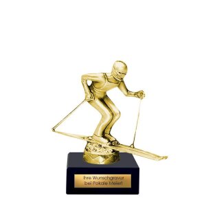 Pokal Skifahrer Metallfigur gold | silber