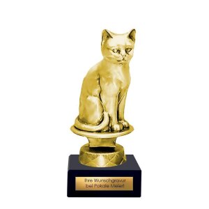 Pokal Katze Metallfigur gold | silber