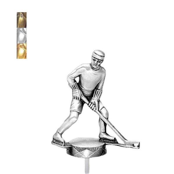 Eishockeyspieler gold Metallfigur Schraubaufsatz