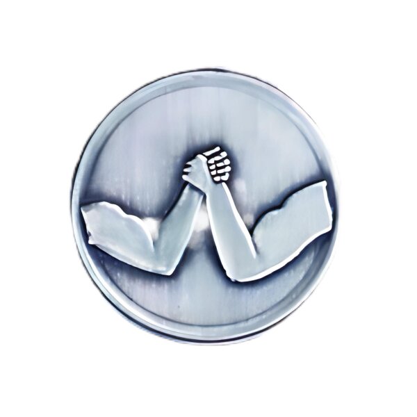 Ansicht 3D Zinn-Emblem Armdrücken bei Pokale Meier