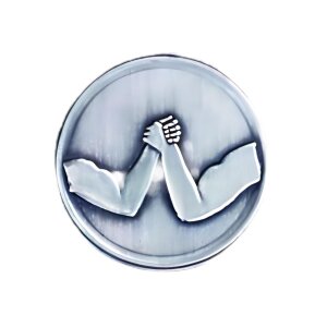 Ansicht 3D Zinn-Emblem Armdrücken bei Pokale Meier