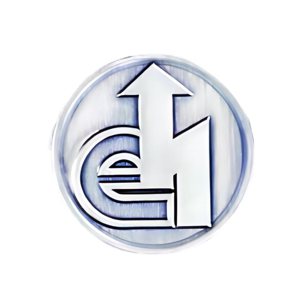 Ansicht 3D Zinn-Emblem Elektriker bei Pokale Meier