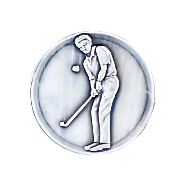 Ansicht 3D Zinn-Emblem Golf Herren bei Pokale Meier