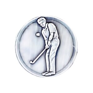 Ansicht 3D Zinn-Emblem Golf Herren bei Pokale Meier