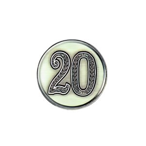 Ansicht 3D Zinn-Emblem Zahl 20 bei Pokale Meier