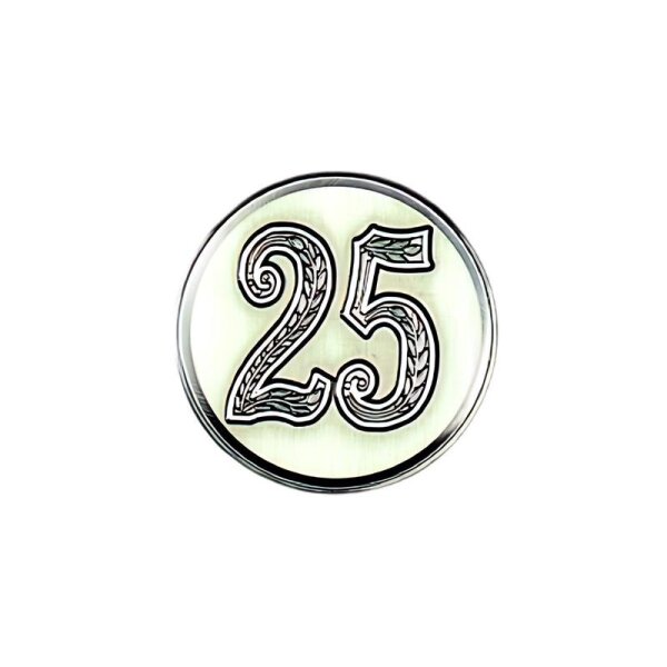 Ansicht 3D Zinn-Emblem Zahl 25 bei Pokale Meier