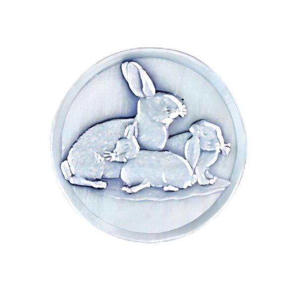 Ansicht 3D Zinn-Emblem Kaninchenzucht bei Pokale Meier