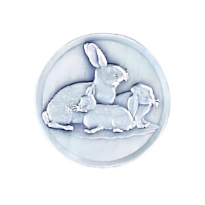 Ansicht 3D Zinn-Emblem Kaninchenzucht bei Pokale Meier