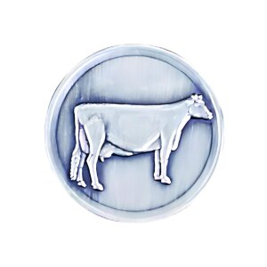 Ansicht 3D Zinn-Emblem Kuh bei Pokale Meier