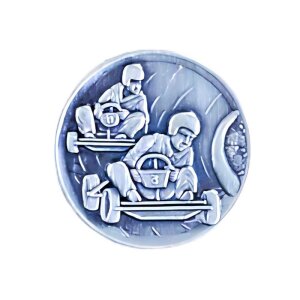 Ansicht 3D Zinn-Emblem Go-Kart Kurvenlage bei Pokale Meier