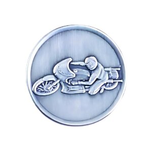 Ansicht 3D Zinn-Emblem Motorrad bei Pokale Meier