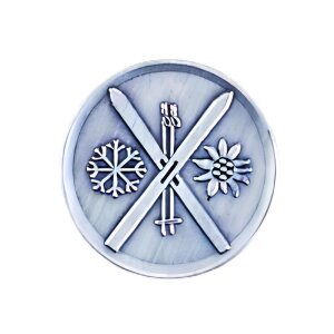 Ansicht 3D Zinn-Emblem Ski neutral bei Pokale Meier