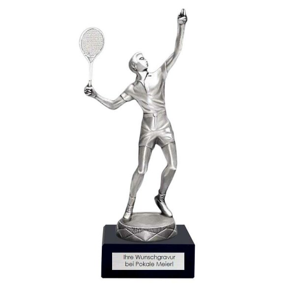Pokal Tennisspieler Metallfigur silber Marmor (65 x 65 x 30 mm) jetzt ansehen