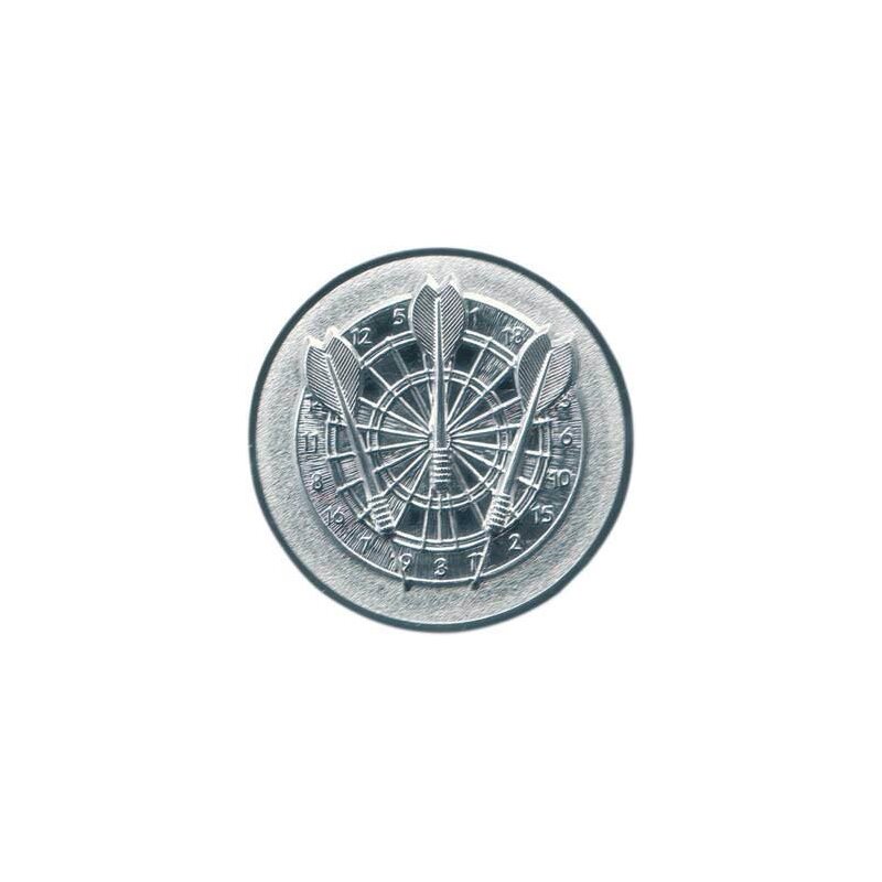 Dart Emblem Plakette Sticker für Pokal oder Medallie  3-D 3 D Silber Neu 