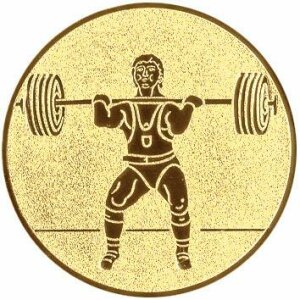 Ansicht Emblem Gewichtheben Ø50 gold